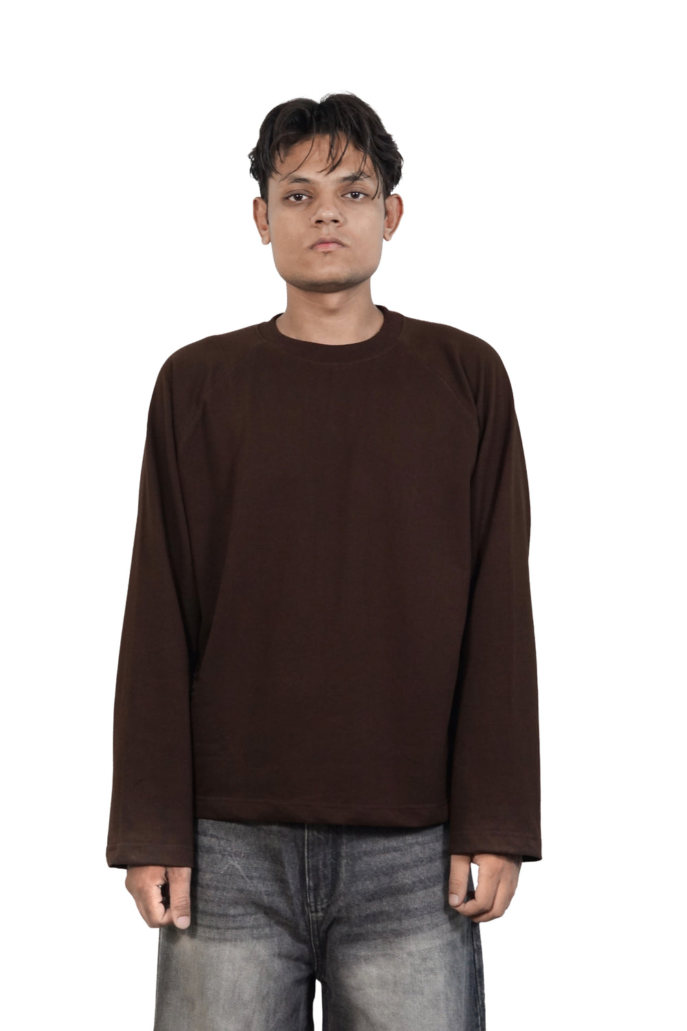 RAGLAN CROPPED TEE - COFFEE
